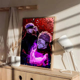 Anime Jujutsu Kaisen Gojo And Sukuna Poster Self-adhesive Art Waterproof Paper Sticker Coffee House Bar Room Wall Decor