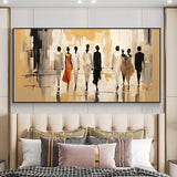 Abstract Modern People Landscape Oil Painting On Canvas Large Wall Art Walking In The Street Painting Minimalist Living Room Art