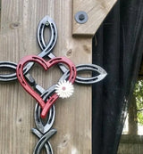 Product Metal Wall Art Horseshoe Cross Outdoor