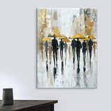 Hand-Painted Oil Paintings On Canvas Abstract Rain Street Pedestrian Painting Wall Picture For Living Room Home Decor Art No Framed