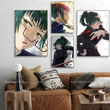 1PC Anime Jujutsu Kaisen Maki Zenin Poster Self-adhesive Art Waterproof Paper Sticker Coffee House Bar Room Wall Decor