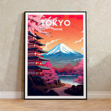 Rainy Tokyo Japanese Woodblock Tea Emple Print  Anime City Poster Wall Art Decor Gift Living Room Bedroom Decorative Pictures