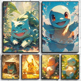 Anime Figures Hd Charizard Bulbasaur Squirtle Charmander Artwork Poster Canvas Painting Wall Art Home Room Decor