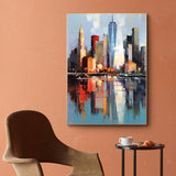Handmade Oil Painting On Canvas Wall Art Decoration Abstract New York Urban Architecture For Home Living Room Decor Picture Rolled Frameless Unstretched Painting