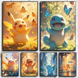 Anime Figures Hd Charizard Bulbasaur Squirtle Charmander Artwork Poster Canvas Painting Wall Art Home Room Decor