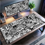 Black and white Mouse Pad Cute HD branco Desk Pad Extended Gaming Keyboard Mats Large XXL Gamer Collage Horror Anime Mousepad