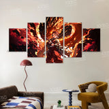 5pcs Anime Demon Slayer Kamado Tanjirou Character Canvas Wall Art Print Pictures Poster Home Decoration Room Frameless Paintings