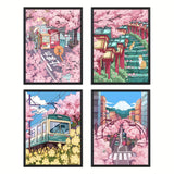 Japanese Cherry Blossom Anime Wall Art Poster Pink Preparatory Student Canvas Printing for Modern Living Room Home Decor  Gifts