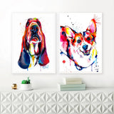 Colorful Animal Dog Canvas Painting Poster Abstract Wall Art