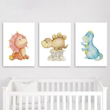 Cute Cartoon Dinosaur Baby Wall Art Canvas Painting