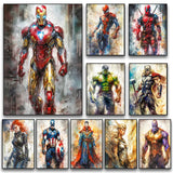 Marvel Movie Art Poster Spider Man Iron Man Deadpool Canvas Painting Classic Anime Character Mural Home Wall Decoration Gift