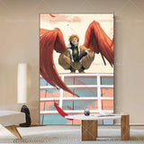 Anime My Hero Academia Hawks Classic Anime Poster Self-adhesive Art Waterproof Paper Sticker Coffee House Bar Room Wall Decor