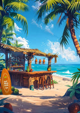 Sea Summer Landscape Bar Anime Wall Art Poster Blue Cabin Beach Forest Canvas Painting Print Picture Living Room Modern Decor