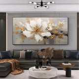 Abstract Flower Oil Painting On Canvas Large Wall Art Minimalist Floral Art Handmade Painting White Modern Home Decor For Living Room