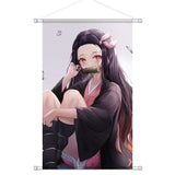 Anime Demon Slayer Cartoon Tanjirou Nezuko Scroll Canvas Wall Hanging Painting Home Decor Anime Poster Wall Art Room Decoration