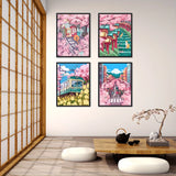 Japanese Cherry Blossom Anime Wall Art Poster Pink Preparatory Student Canvas Printing for Modern Living Room Home Decor  Gifts