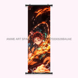 Demon Slayer: Kimetsu No Yaiba Wall Art Canvas Scrolls Pictures Hanging Painting Anime Rengoku Kyoujurou Home Decor Print Poster