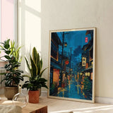 Japanese Tokyo Teahouse Cartoon Canvas Print Anime City Street Cafe Scene Wall Art Poster for Modern Living Room Home Decor Gift