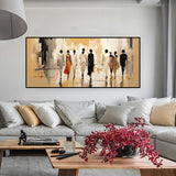 Abstract Modern People Landscape Oil Painting On Canvas Large Wall Art Walking In The Street Painting Minimalist Living Room Art