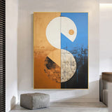 Handmade Oil Painting Canvas Wall Art Decoration Beige Blue Abstract Neutral Earthy Tone For Home Decor Rolled Frameless Unstretched Painting