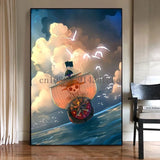 Anime Ship One Cartoon One Piece Poster Print Canvas Painting Wall Art Mural Suitable for Cafe Home Wall Decoration Picture Gift