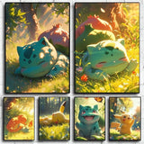 Anime Figures Hd Charizard Bulbasaur Squirtle Charmander Artwork Poster Canvas Painting Wall Art Home Room Decor
