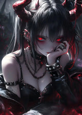 Fantasy Magical World Gothic Cool and Cute Character Aesthetics Anime Girl Canvas Painting Art for Wall Manga Game Room Decor
