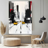 Handmade Oil Painting Canvas Wall Art Decoration Modern Black And White Abstract Architectural Street Scene For Home Living Room Decor Entrance Niche Art Installation Rolled Frameless