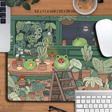 Kawaii frogs Desk Mat Large Gaming Mousepad Xxl Cute Mouse Pad Anime Aesthetic Cozi Lofi Plant Nature Green Extended Deskmat