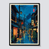 Japanese Tokyo Teahouse Cartoon Canvas Print Anime City Street Cafe Scene Wall Art Poster for Modern Living Room Home Decor Gift