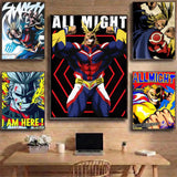 My hero academia all might anime Poster HD Waterproof Self-Adhesive Wall Art with Multi-Scene Compatibility