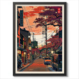 Rainy Tokyo Japanese Woodblock Tea Emple Print  Anime City Poster Wall Art Decor Gift Living Room Bedroom Decorative Pictures