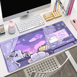 Laptop Mousepad Cute Kawaii Anime Cats Deskmat Extended Gaming Desk Mat High Quality Pink Anime Mouse Pad Gamer Keyboard