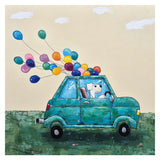Handmade Oil Painting Canvas Wall Art Decoration Cartoon Drawing Cute Car Dog Balloon For Home Children's Room Decor Rolled Frameless Unstretched Painting