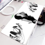 Black and White Anime Girl Table Mat Large Mouse Pad Office Keyboard Edge Locking Desk Mat Gaming Accessories Non-slip Mousepad