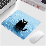 Anime Cute Cat In Water Mouse Pad Computer Accessories Office Game Table Mat Rubber Anti-slip Mousepad Small XS Decor Desk Pads