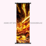 Demon Slayer: Kimetsu No Yaiba Wall Art Canvas Scrolls Pictures Hanging Painting Anime Rengoku Kyoujurou Home Decor Print Poster