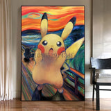 Van Gogh Museum Pokemon Anime Figures Pikachu Watercolor Painting Canvas HD Posters and Abstract Art Murals Picture Home Decor