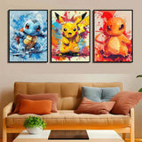 Anime Pokemon Pikachu Charmander Bulbasaur Squirtle Poster HD Canvas Painting Home Living Room Painting Wall Art Children's Gift