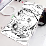 Black and White Anime Girl Table Mat Large Mouse Pad Office Keyboard Edge Locking Desk Mat Gaming Accessories Non-slip Mousepad