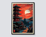 Japanese Tokyo Teahouse Cartoon Canvas Print Anime City Street Cafe Scene Wall Art Poster for Modern Living Room Home Decor Gift