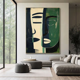 Hand-Painted Oil Paintings On Canvas Abstract Green Face Painting Wall Picture For Living Room Home Decor Art No Framed