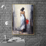 Oil Painting Handmade Hand Painted Wall Art Woman In A White Dress Home Decoration Decor Rolled Canvas No Frame Unstretched