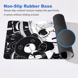Anime Girl Non-Slip Mouse Pad Large Gaming Mousepad Keyboard Pad Laptop Computer Desk Pad Black White Extended Mouse Mat Carpet