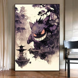 Pokemon Anime Figures Ink Painting Painting Canvas Painting Gengar Posters Prints Wall Art Picture for Living Room Children Gift
