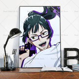 1PC Anime Jujutsu Kaisen Maki Zenin Poster Self-adhesive Art Waterproof Paper Sticker Coffee House Bar Room Wall Decor