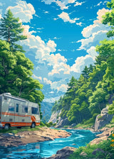 Sea Summer Landscape Bar Anime Wall Art Poster Blue Cabin Beach Forest Canvas Painting Print Picture Living Room Modern Decor