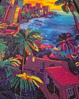 Sparkling 5D Beach Vacation Custom Framed Wall Art Painting